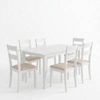 Τραπεζαρία Dallan Mabor pakoworld 7τεμ λευκό rubberwood 120-150x80x73,8εκ