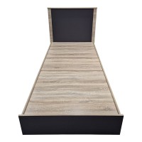 Κρεβάτι με στρώμα Athos Sleepy pakoworld sonoma ανθρακί 90x190εκ