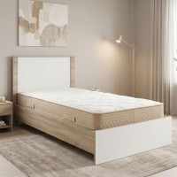 Κρεβάτι με στρώμα Athos Sleepy pakoworld sonoma λευκό 90x190εκ