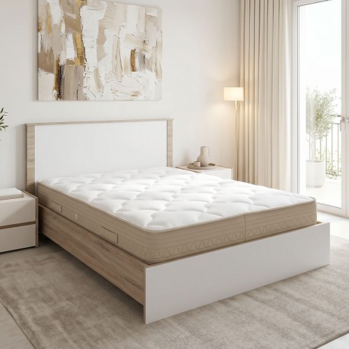 Κρεβάτι με στρώμα Athos Sleepy pakoworld sonoma λευκό 160x200εκ