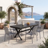 Τραπεζαρία Dagyn Vista pakoworld σετ 7τεμ ανθρακί αλουμίνιο 180-240x90x76εκ