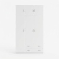 Ντουλάπα τρίφυλλη με πατάρι Alvia pakoworld λευκό 150x51x240εκ