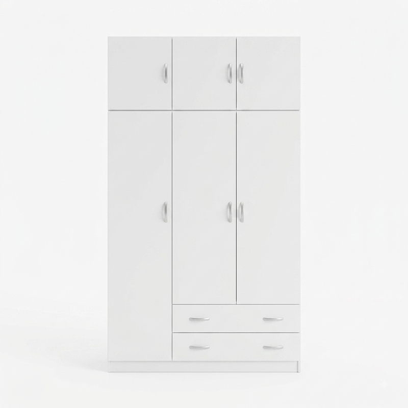 Ντουλάπα τρίφυλλη με πατάρι Alvia pakoworld λευκό 150x51x240εκ