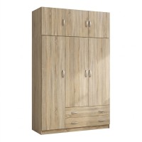 Ντουλάπα τρίφυλλη με πατάρι Alvia pakoworld sonoma 150x51x240εκ