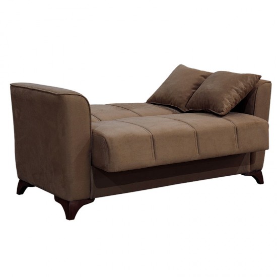 Kαναπές κρεβάτι Asma pakoworld 2θέσιος ύφασμα βελουτέ μόκα 156x76x85εκ