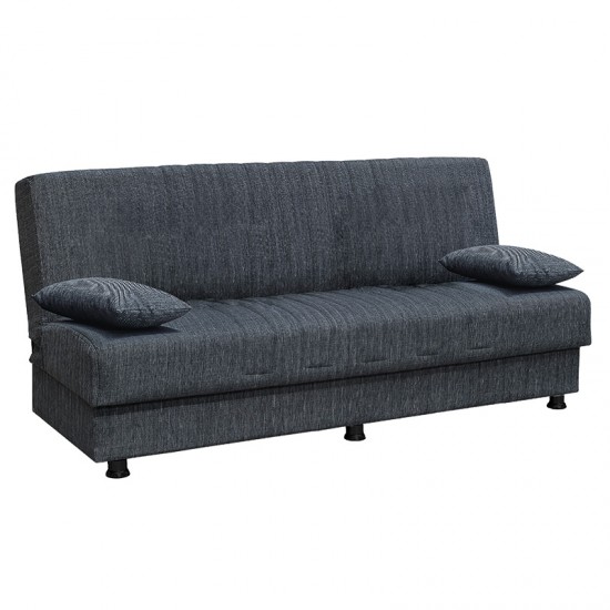 Kαναπές κρεβάτι Romina pakoworld 3θέσιος ύφασμα σκούρο γκρι 190x90x80εκ