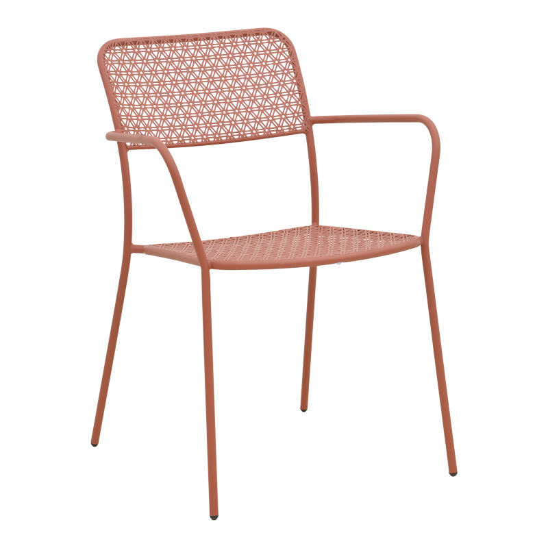Πολυθρόνα Federal pakoworld στοιβαζόμενη terracotta μέταλλο 57x58x81.5εκ