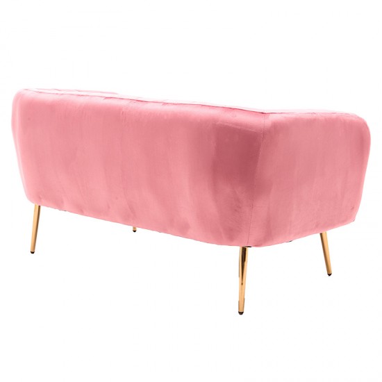 Καναπές 2θέσιος Rome pakoworld βελούδο ροζ-χρυσό 142x75x72εκ