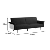 Καναπες-κρεβάτι Flexo pakoworld υφασμα ανθρακί 220x84.5x82εκ