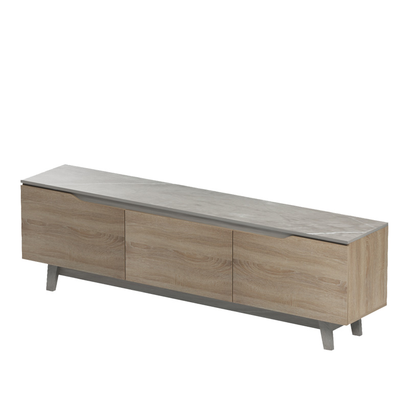 Έπιπλο τηλεόρασης Kasandra pakoworld μπεζ μαρμάρου-sonoma 180x35x48.5εκ