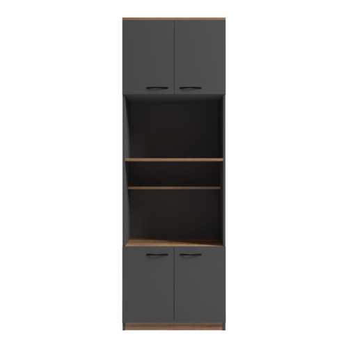 Ντουλάπα κουζίνας Rowan pakoworld σε ανθρακί-oak απόχρωση 60x42x182εκ