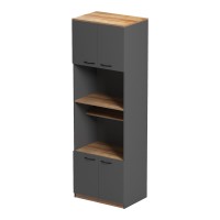 Ντουλάπα κουζίνας Rowan pakoworld σε ανθρακί-oak απόχρωση 60x42x182εκ