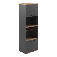 Ντουλάπα κουζίνας Rowan pakoworld σε ανθρακί-oak απόχρωση 60x42x182εκ