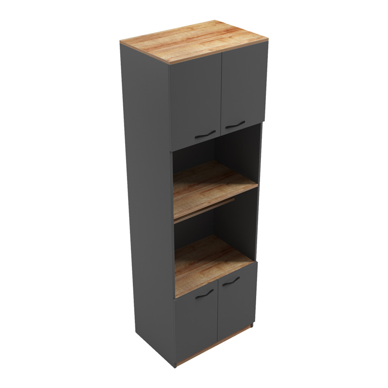 Ντουλάπα κουζίνας Rowan pakoworld σε ανθρακί-oak απόχρωση 60x42x182εκ