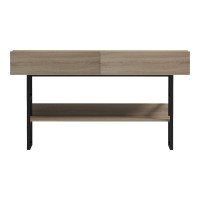 Κονσόλα Vien pakoworld σε sonoma-μαύρη απόχρωση 139x43x75.5εκ