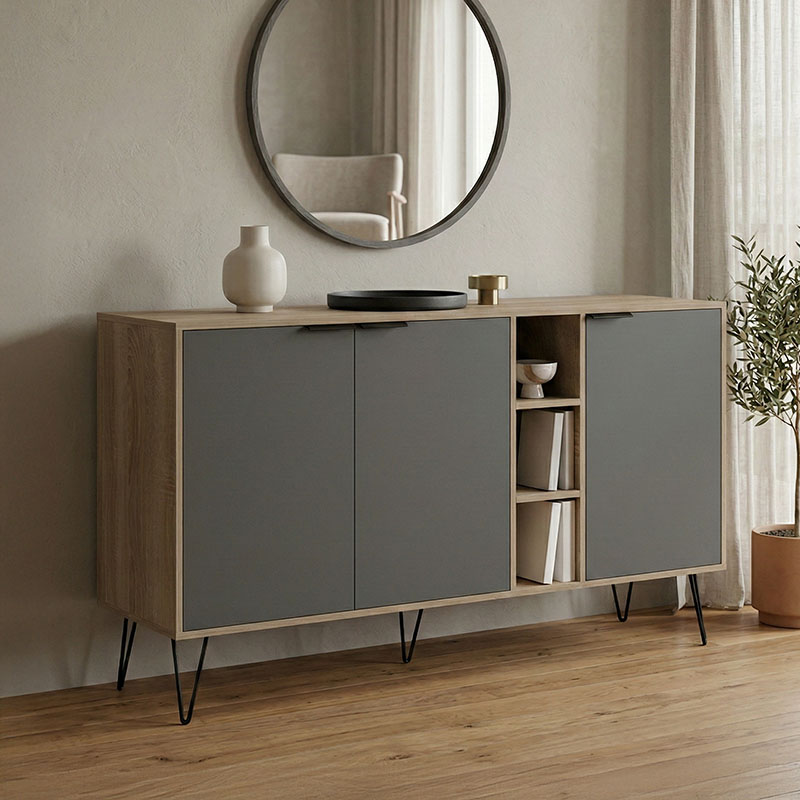 Μπουφές Balain pakoworld sonoma-ανθρακί 142x35.5x83εκ
