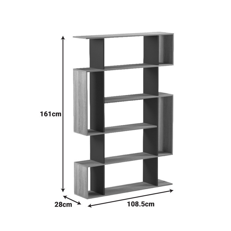 Βιβλιοθήκη Mito pakoworld sonoma-ανθρακί 108.5x25x161εκ