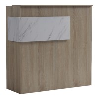 Γραφείο reception Optima pakoworld με led sonoma-λευκή όψη μαρμάρου 110x40x110εκ