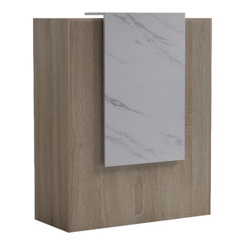 Γραφείο reception Zowel pakoworld με led sonoma-λευκή όψη μαρμάρου 90x40x110εκ