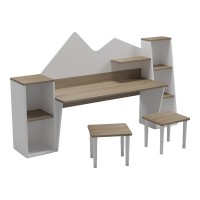 Παιδικό γραφείο με σκαμπο Dualto pakoworld sonoma-λευκό 180x30x93.6εκ
