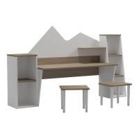Παιδικό γραφείο με σκαμπο Dualto pakoworld sonoma-λευκό 180x30x93.6εκ