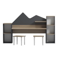 Παιδικό γραφείο με σκαμπο Dualto pakoworld sonoma-ανθρακί 180x30x93.6εκ