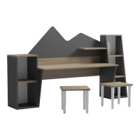 Παιδικό γραφείο με σκαμπο Dualto pakoworld sonoma-ανθρακί 180x30x93.6εκ