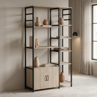 Επιδαπέδια ραφιέρα Ranea pakoworld sonoma-μαύρο 85x32x150εκ