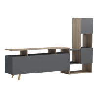 Σύνθετο σαλονιού Defry pakoworld sonoma-ανθρακί 177.5x31.5x110εκ