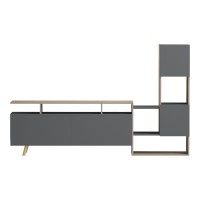 Σύνθετο σαλονιού Defry pakoworld sonoma-ανθρακί 177.5x31.5x110εκ