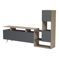 Σύνθετο σαλονιού Defry pakoworld sonoma-ανθρακί 177.5x31.5x110εκ