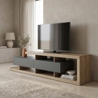 Έπιπλο τηλεόρασης Arbero pakoworld ανθρακί-sonoma 198x40x45εκ