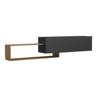 Έπιπλο τηλεόρασης επιτοίχιο Olande pakoworld oak-μαύρο 210x35x48εκ