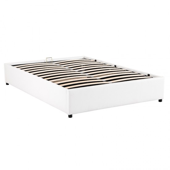 Κρεβάτι διπλό Circe pakoworld PU λευκό με αποθηκευτικό χώρο 150x200εκ