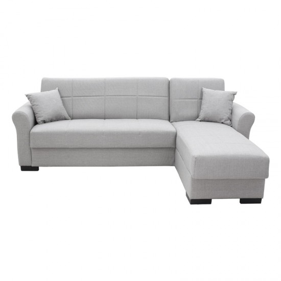 Γωνιακός καναπές κρεβάτι αναστρέψιμος Pasion pakoworld ύφασμα γκρι 240x155x84εκ