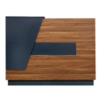 Γραφείο reception επαγγελματικό Oscar pakoworld σε καρυδί-ανθρακί απόχρωση 140x65x110εκ