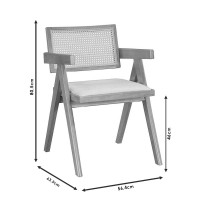Σετ-2Τεμ.Πολυθρόνα Winslow pakoworld ξύλο rubberwood μαύρο-pvc rattan φυσικό-ύφασμα γκρι