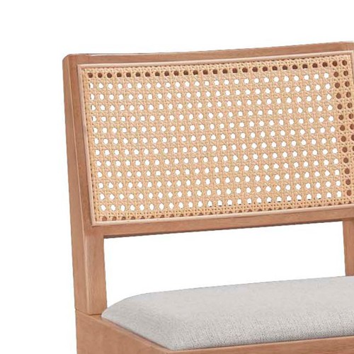 Σετ-2Τεμ.Σκαμπό bar Winslow pakoworld ξύλο rubberwood ανοικτό καρυδί-pvc rattan φυσικό-ύφασμα γκρι 44.5x46x98εκ