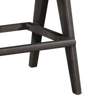 Σετ-2Τεμ.Σκαμπό bar Winslow pakoworld ξύλο rubberwood μαύρο-pvc rattan φυσικό-ύφασμα γκρι 44.5x46x98εκ