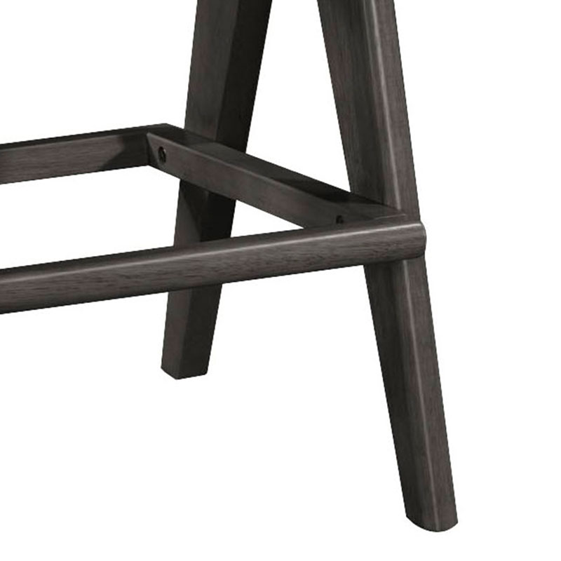 Σετ-2Τεμ.Σκαμπό bar Winslow pakoworld ξύλο rubberwood μαύρο-pvc rattan φυσικό-ύφασμα γκρι 44.5x46x98εκ