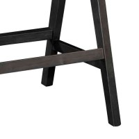 Σετ-2Τεμ.Σκαμπό bar Winslow pakoworld ξύλο rubberwood μαύρο-pvc rattan φυσικό-ύφασμα γκρι