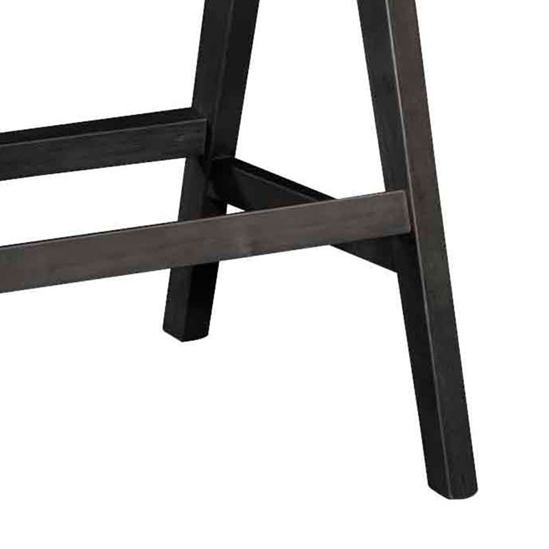 Σετ-2Τεμ.Σκαμπό bar Winslow pakoworld ξύλο rubberwood μαύρο-pvc rattan φυσικό-ύφασμα γκρι