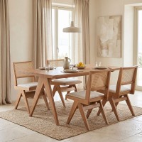 Τραπεζαρία Winslow pakoworld σετ 5τεμ ξύλο rubberwood ανοιχτό καρυδί 160x85x75εκ