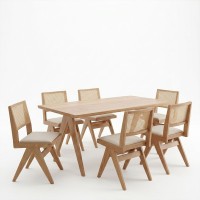 Τραπεζαρία Winslow pakoworld σετ 7τεμ ξύλο rubberwood σε ανοιχτό καρυδί απόχρωση 160x85x75εκ
