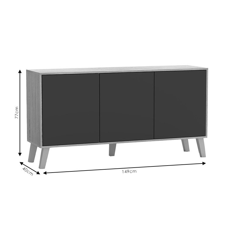 Μπουφές Billie pakoworld sonoma-γκρι 149x40x77εκ