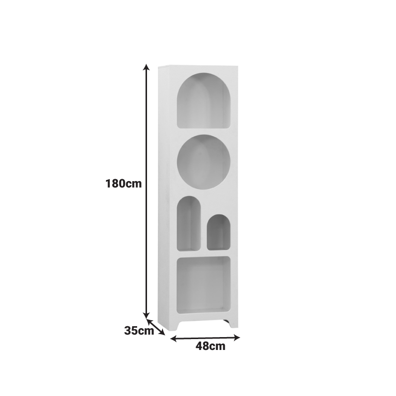 Βιβλιοθήκη Emersi pakoworld mdf σε λευκή απόχρωση 48x35x180εκ