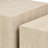 Τραπέζι σαλονιού Coffina pakoworld σετ 2τεμ mdf σε όψη τραβερτίνας