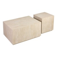 Τραπέζι σαλονιού Sandu pakoworld σετ 2τεμ mdf σε όψη τραβερτίνας