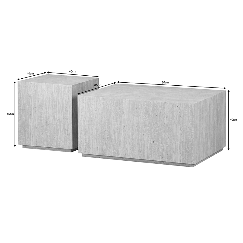 Τραπέζι σαλονιού Sandu pakoworld σετ 2τεμ mdf σε όψη τραβερτίνας