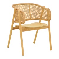 Πολυθρόνα Wenzy pakoworld φυσικό Rattan - μασίφ ξύλο toon 59x58x78εκ